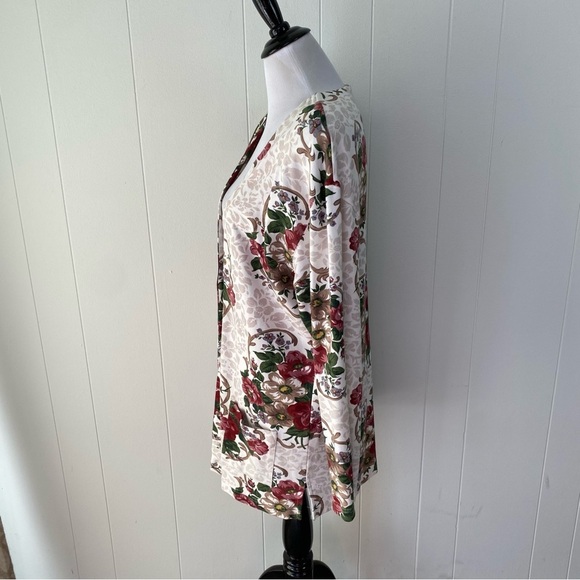 VTG 90s Capacity Knits Blazer Cardigan Floral Beige  Oversized Size Medium - Picture 11 of 16
